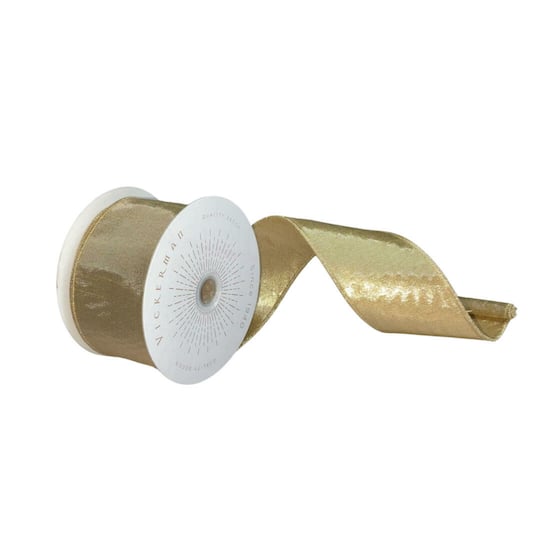 Vickerman 2.5" x 10yd. Metallic Wired Christmas Ribbon in Gold | Michaels®